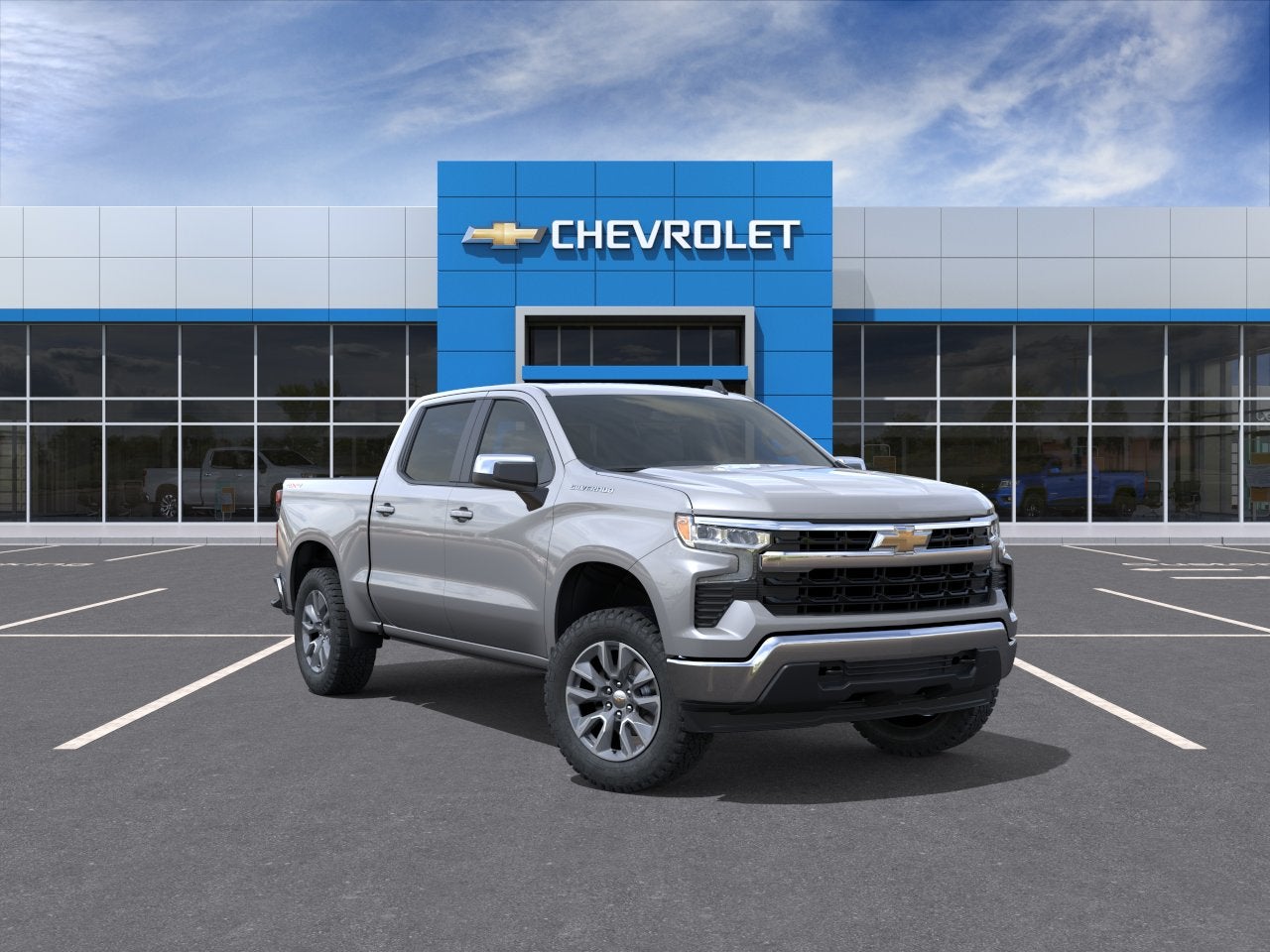 2026 Chevrolet Silverado 1500 LT (2FL) in Sterling Gray Metallic — front three-quarter view