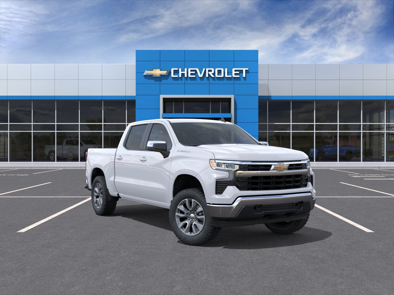 2026 Chevrolet Silverado 1500 LT (2FL) in Summit White — front three-quarter view