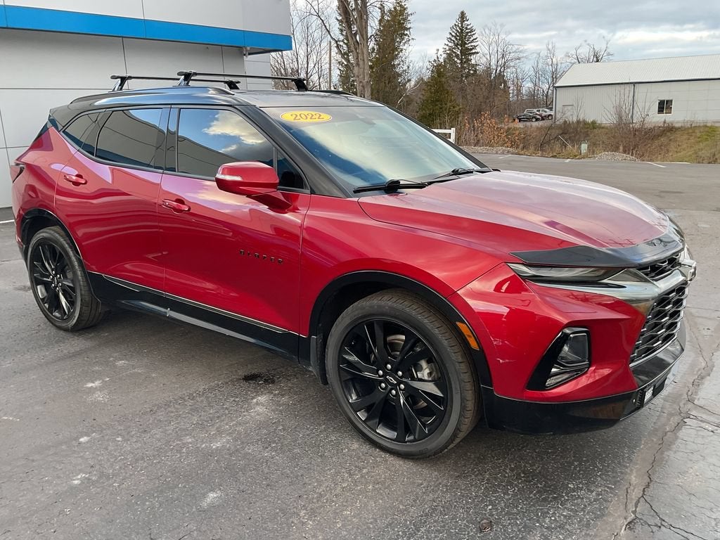 2022 Chevrolet Blazer RS in Cherry Red Tintcoat — front three-quarter view